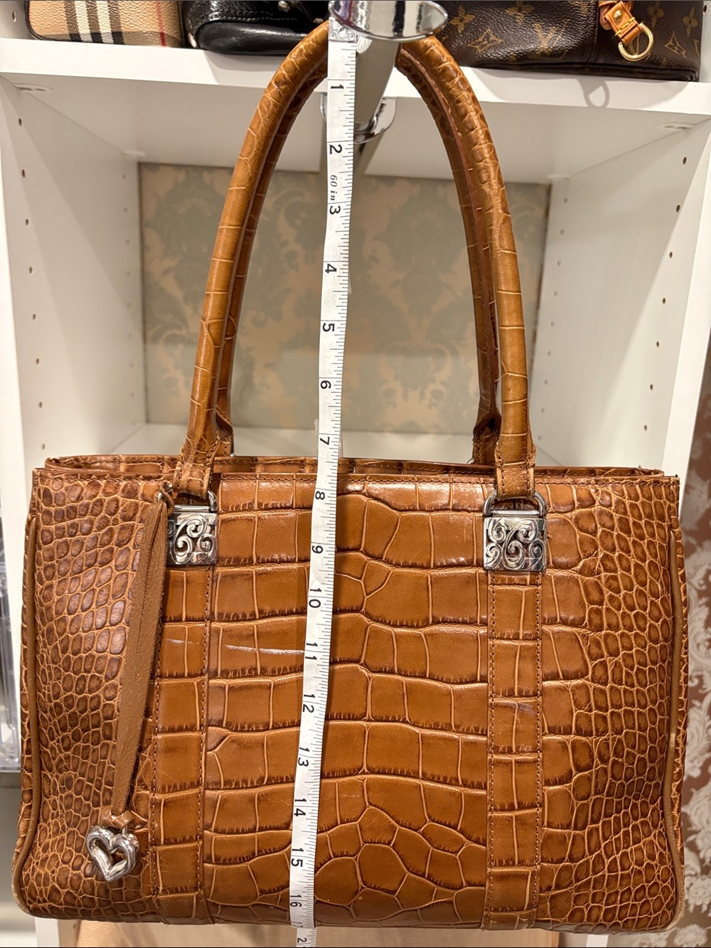 Brighton Croc-Embossed Shoulder Bag in Cognac